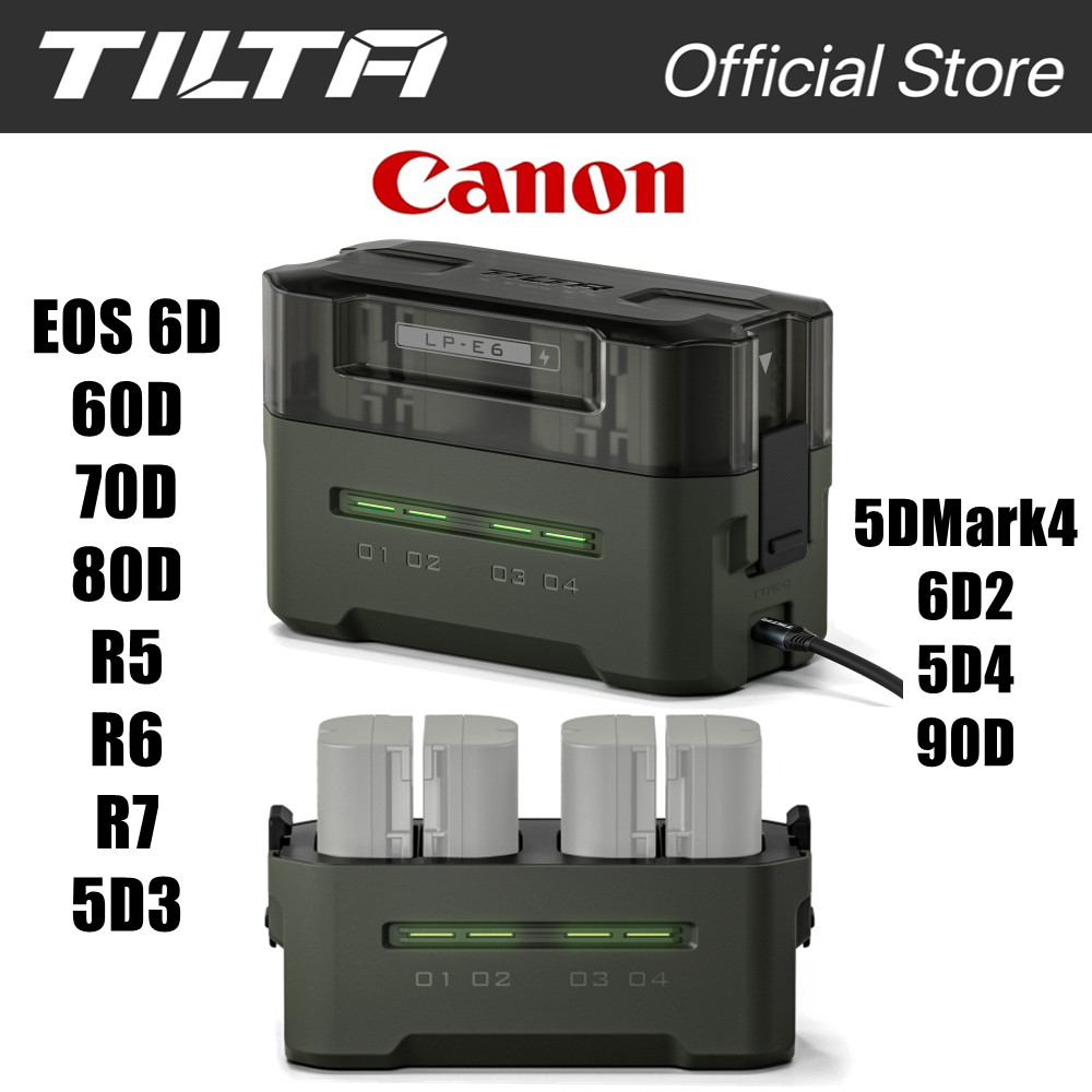 TILTA LP-E6NH / E6P แบตเตอรี่กล้องชุด 4 ช่อง 2400mAh แบตเตอรี่กล้องสําหรับ Canon EOS 6D 60D 70D 80D R5 R6 R7 5DMark4 6D2 5D 2D กล้อง 5D
