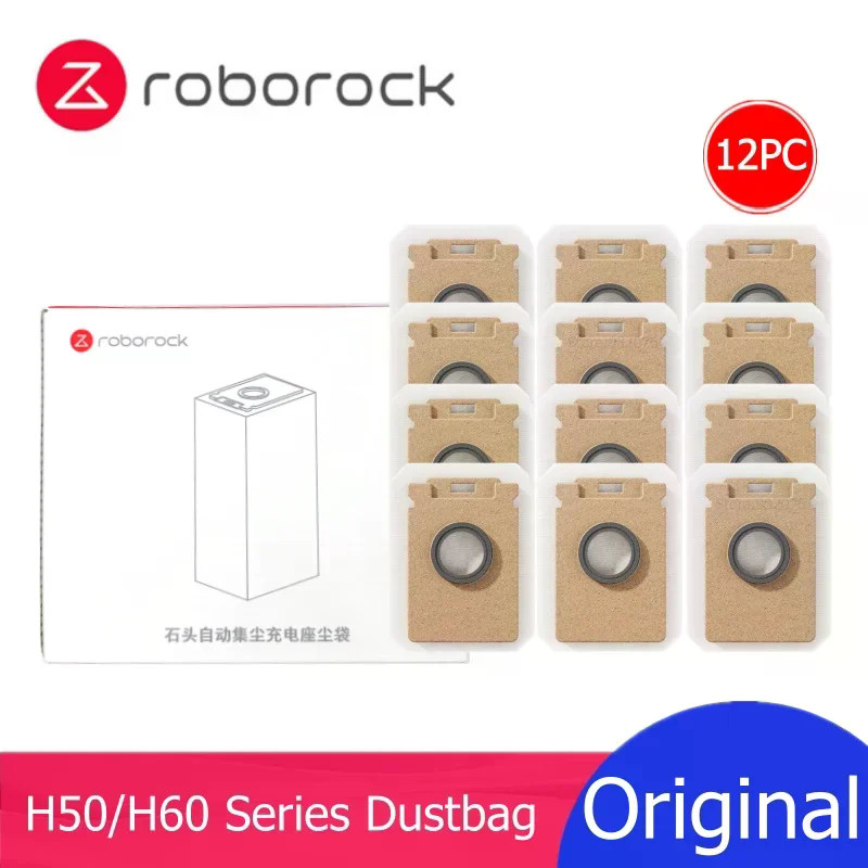 Roborock Dustbag 12 PC สําหรับ H50 Ultra H60 Hub Ultra มือถือไร้สาย Stick เครื่องดูดฝุ่นอะไหล่อุปกรณ