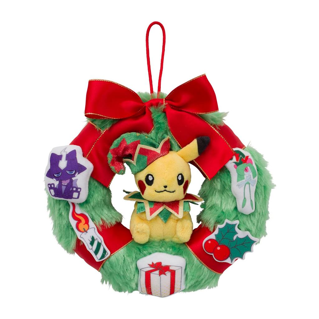 Pokémon Center Original Wreath Plush Pikachu, Pokémon Christmas Toy Factory, 17x17.5x5 cm (HxWxD)ㅤDi