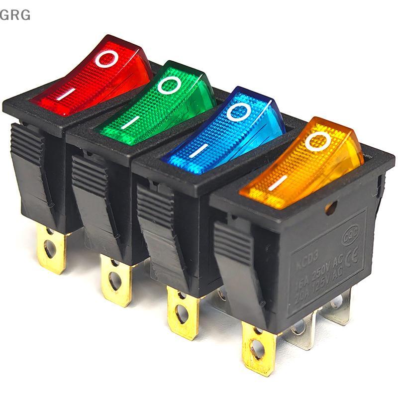 [GRG] 5 ชิ้น KCD3 Rocker พร้อม LED ON OFF 16A 250V 220V 3 ขา 20A ฝาครอบไฟขนาดเล็กสําหรับจรวดไฟฟ้า 220 อิเล็กทรอนิกส์ [TH]
