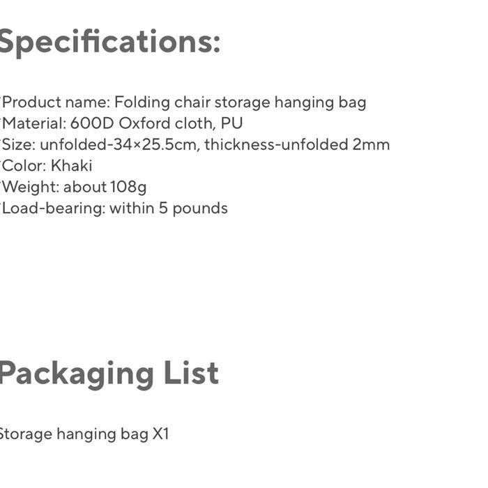 CLS CHAIR SIDE POCKET BAG MULTIPURPOSE CHAIR SIDE BAG CAMPING OUTDOOR