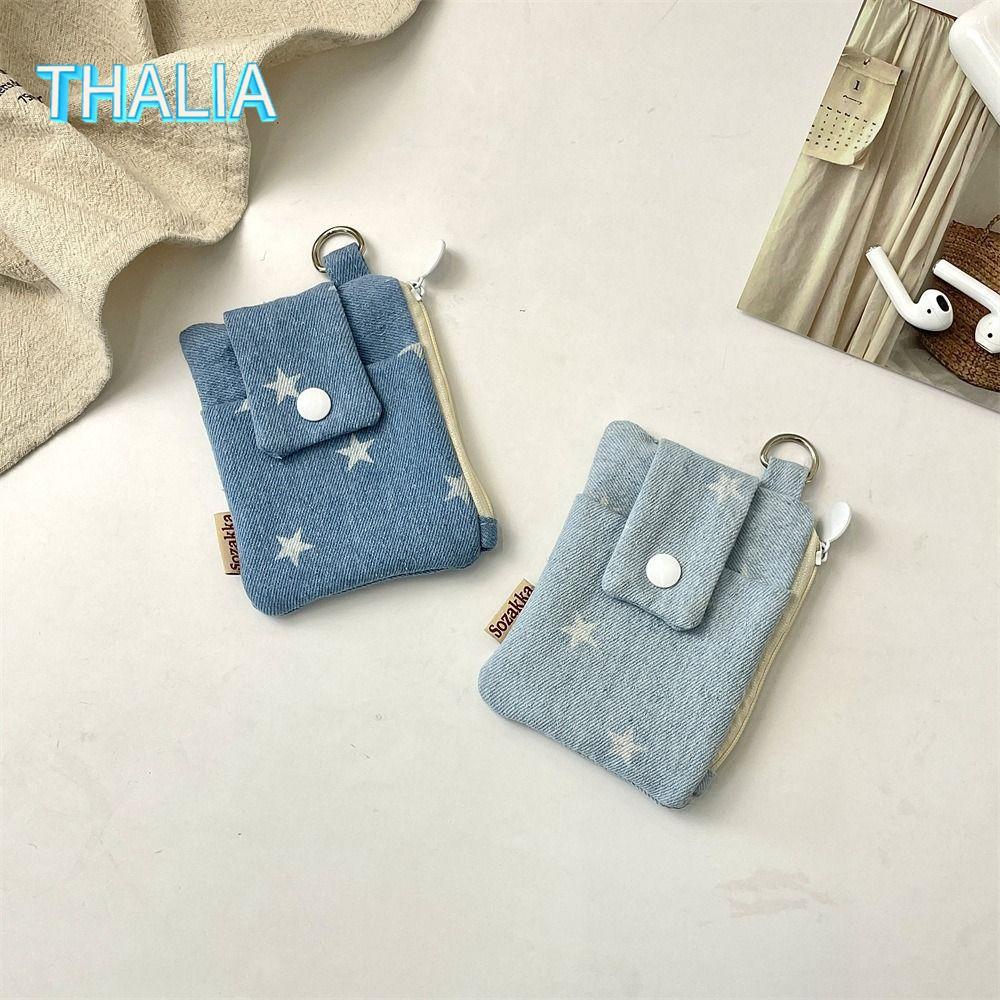 กระเป๋าใส่บัตรแบบโบว์ พกพาสะดวก ความจุมาก ทำจากผ้ายีนส์แฟชั่น