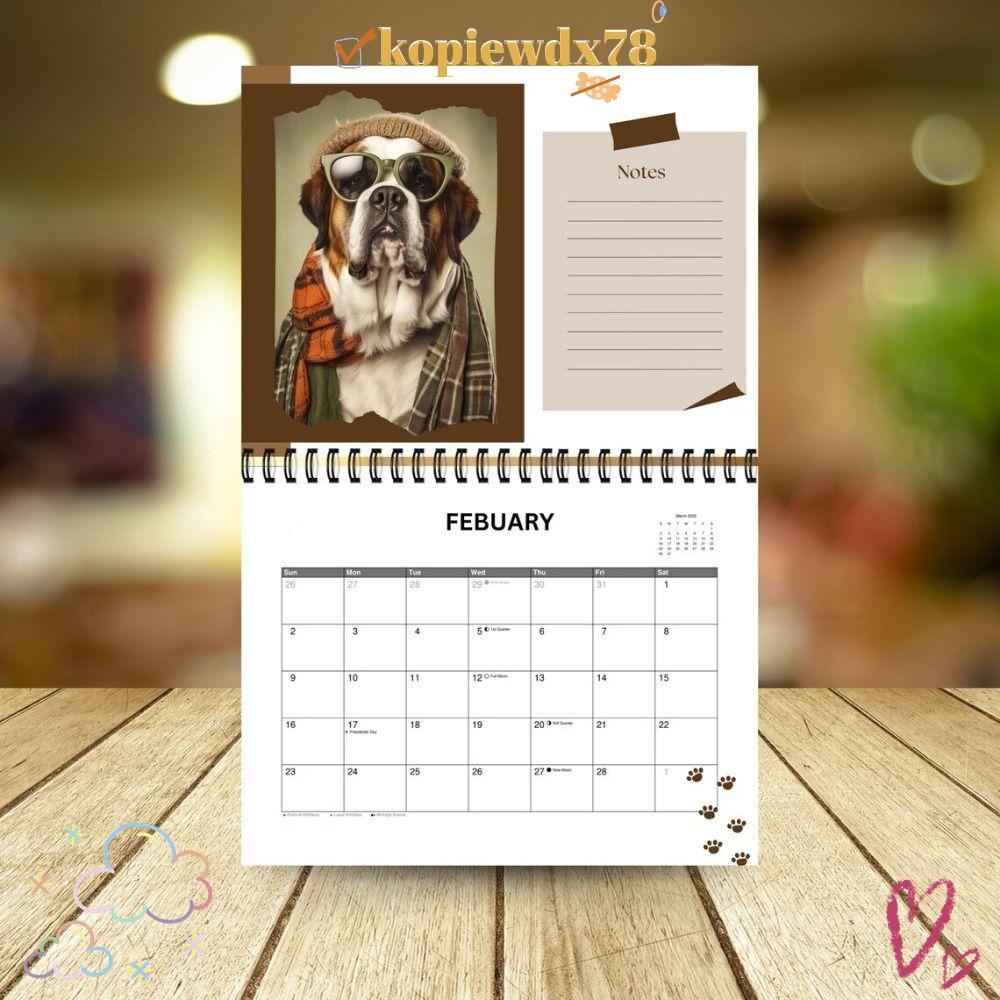 ปฏิทินสุนัข KOPIEWDX ปฏิทินกระดาษ แขวนได้ 2025 ปฏิทิน Organiser รายวันที่สร้างสรรค์ 2025