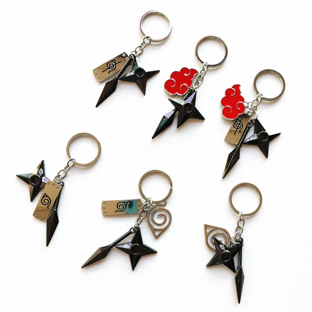 Anime Naruto Akira Organization Red Cloud Logo Flag Wood Kakashi Write Wheel Eye Alloy Keychain Gift