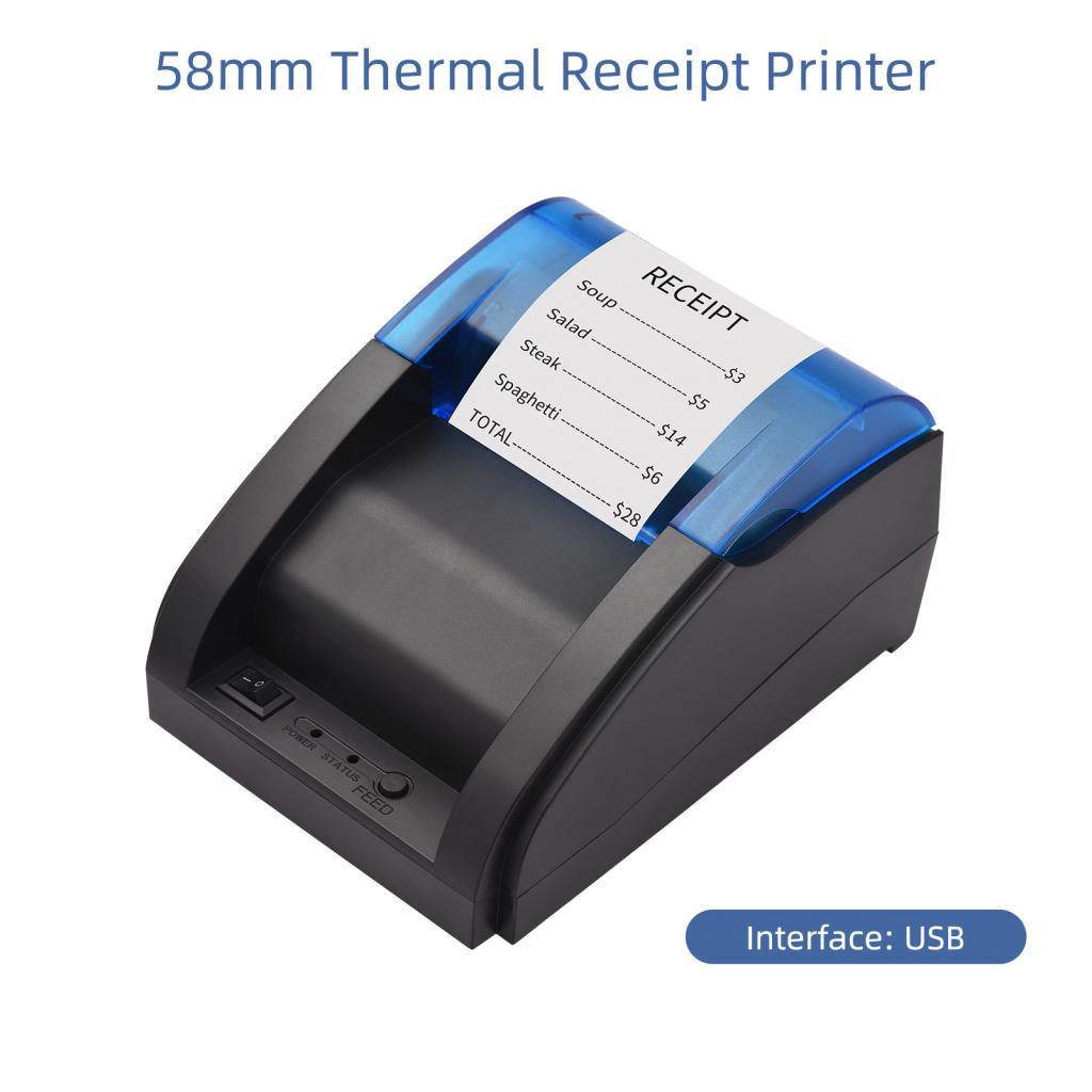WOTAO เครื่องพิมพ์ใบเสร็จ 58 มม. USB ความร้อนโดยตรงสำหรับการเชื่อมต่อการพิมพ์บิลตั๋วเข้ากันได้กับ iO