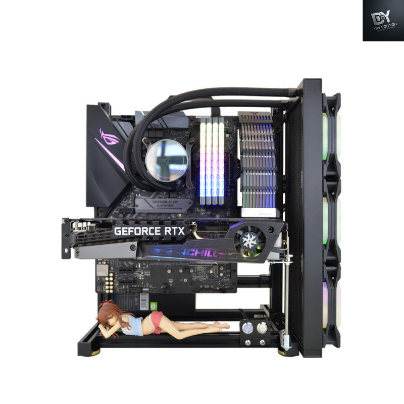 Dfy CASE PC (เคสพีซี) ATX เปิดเคสคอมพิวเตอร์ DIY กรอบอลูมิเนียม Air-Cooled Water-Cooled การกระจายความร้อน Universal Power ด้านหลัง Desktop Case LH