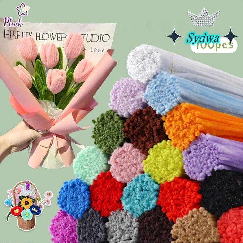 SYDWA Macaron สี Fuzzy Wire, เข้ารหัสวัสดุขนสัตว์แพคเกจ Plush Strip, Tulip Rose Super Density Root T