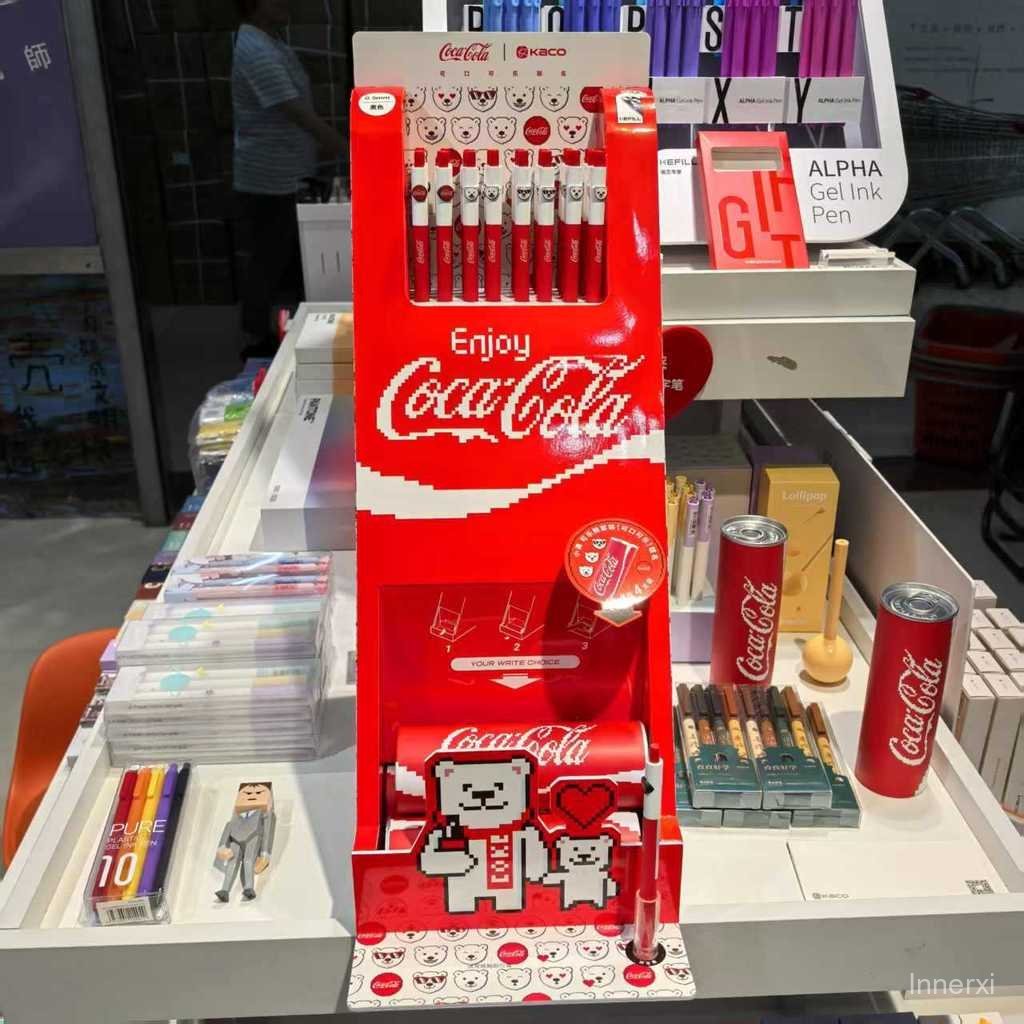 KACO Coca-Cola Co-Branded Gel Pen Xiaoman Cola Bear Best-Selling Double-Point Pen ปากกาลายเซ็น