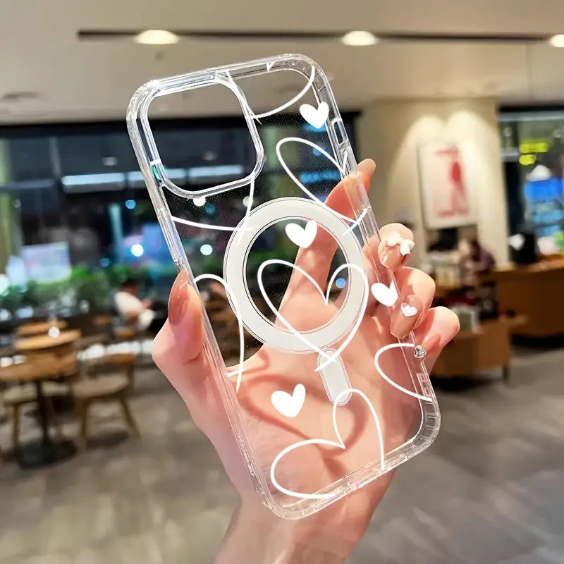 สีขาว Love Heart รูปแบบไร้สายชาร์จสําหรับ Samsung Galaxy S25 S24 S23 S22 Ultra Plus S23 S21 S25 FE ฝาครอบ - รูปที่ 5