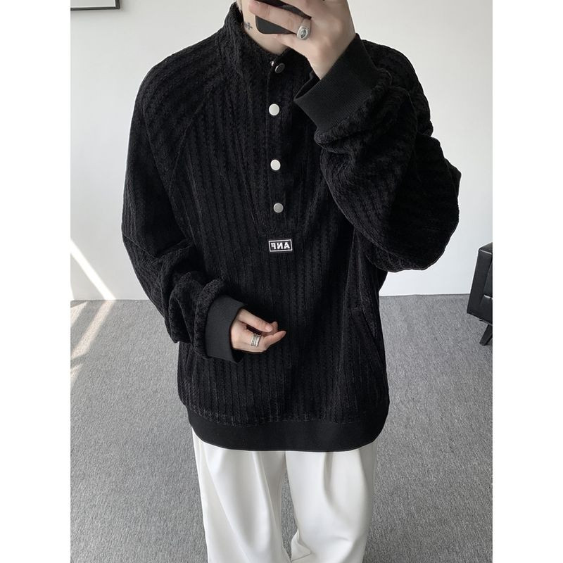 PAUL FITZGERALD Henry Collar Cardigan แขนยาวสำหรับผู้ชาย