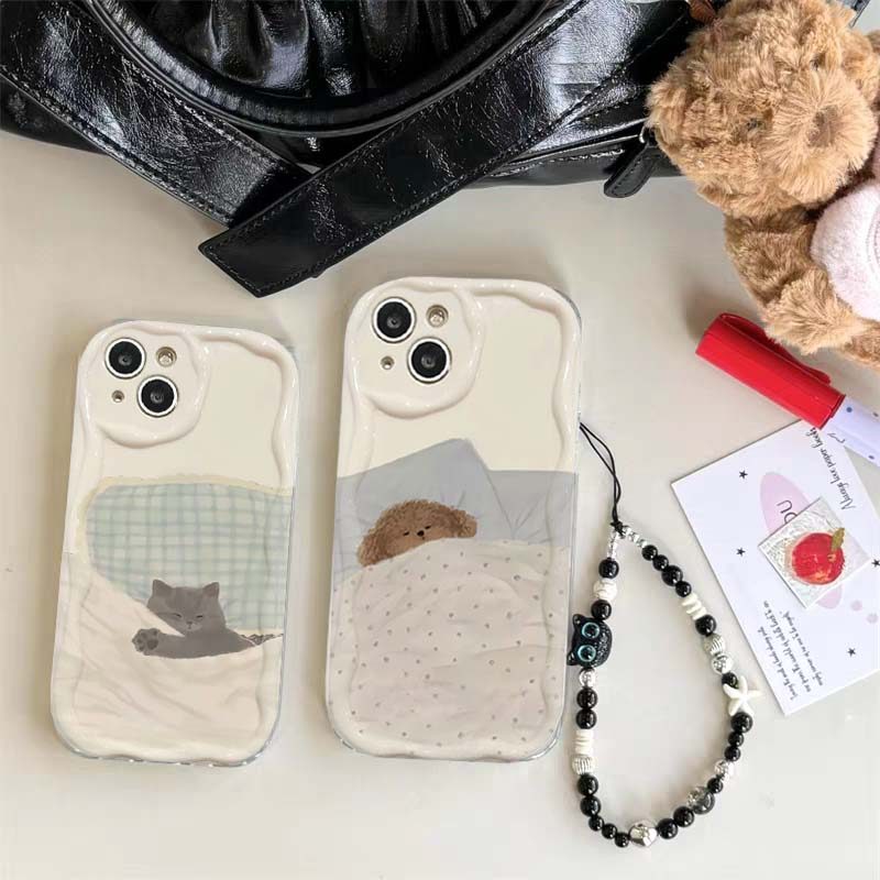 Sleep Dog Cat คู่สําหรับ Samsung Galaxy S23 Ultra S21 Plus S23FE S21FE S20FE F06 แมวดําข้อมือโซ่ซิลิ