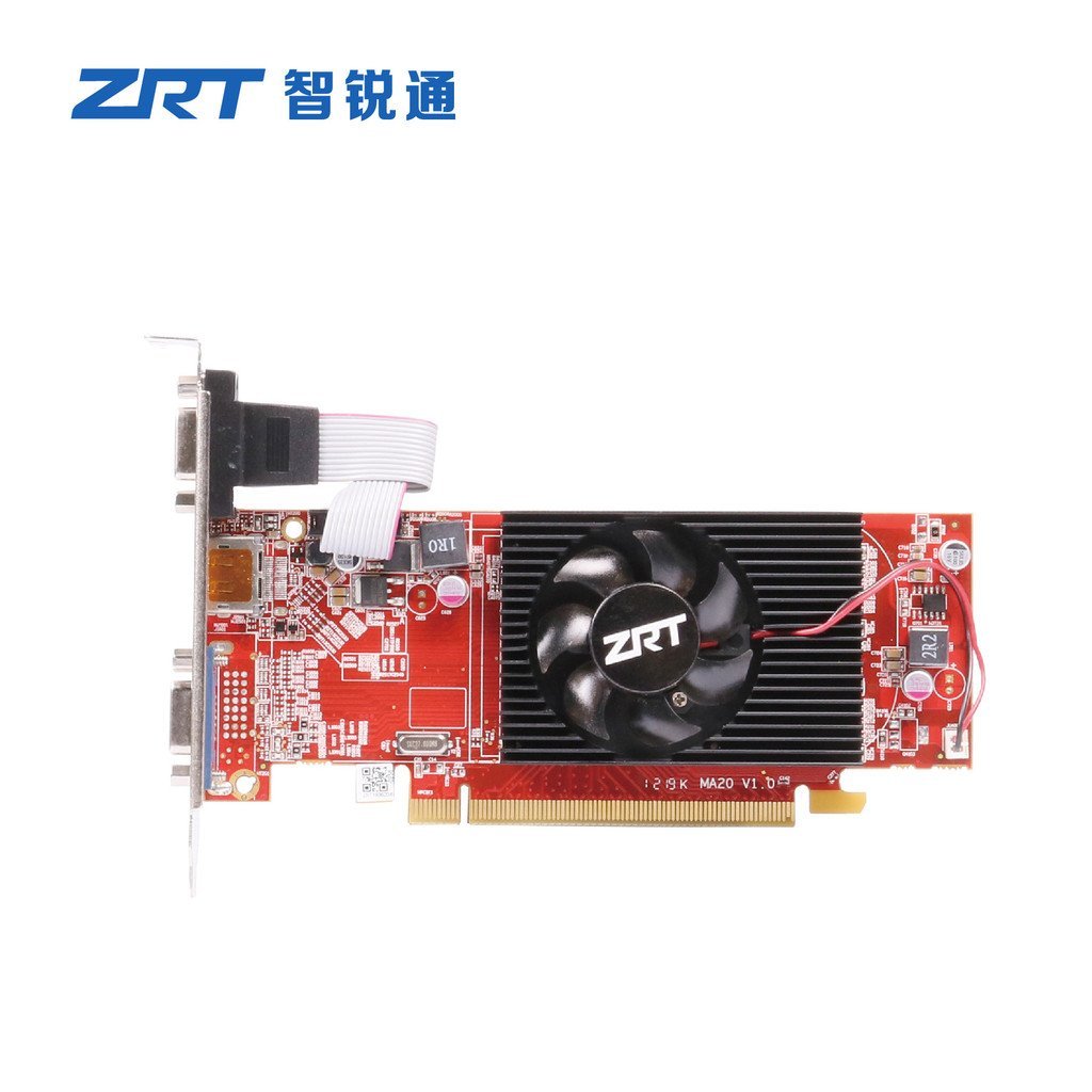 AMD กราฟิกการ์ดหลายหน้าจอ HD5450 1G 64bit MDDR3 64 * 16 2VGA + DP PCI-E 16x LP