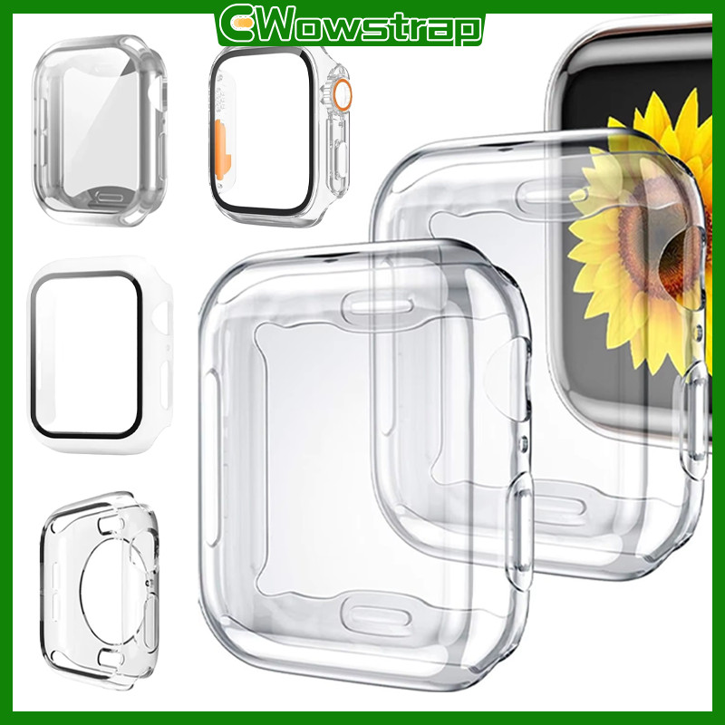 กระจกนิรภัย PC/TPU กรณีอุปกรณ์ปกป้องหน้าจอ for iWatch Apple Watch Ultra/SE 3 2 Series 11 10 9 8 7 6 5 49 45 46 42 44mm ราคา ถูกที่สุด ดีลบีเคเค
