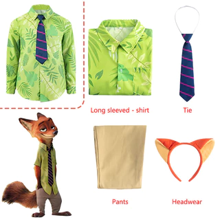ชุดคอสเพลย์ Nick Wilde จาก Zootopia เครื่องแต่งกายสำหรับงานปาร์ตี้และฮาโลวีน