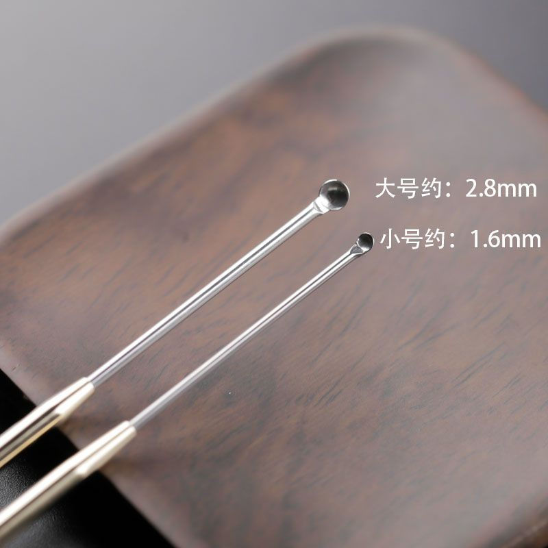 New Product#High-end Red Sandalwood Handle Ear Pick Old-fashioned Round Nest Spoon Ear Cleaning Tool
