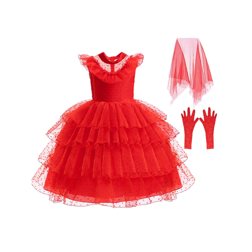 ชุดคอสเพลย์ beetle juice สีแดง สำหรับวันหยุด