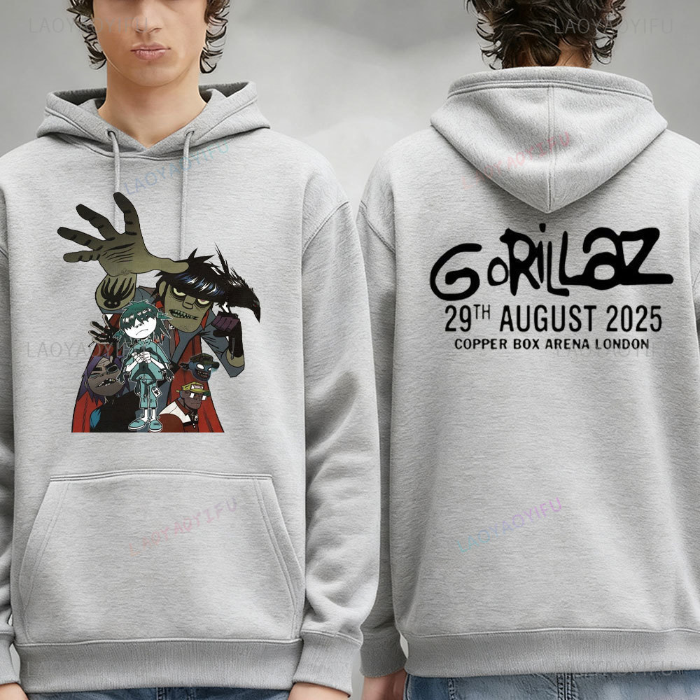 🥼 【boxy hoodie】 Hiphop อิเล็กทรอนิกส์ Rock Gorillaz บทความเพลง Hoodie Harajuku เสื้อผ้าเสื้อสวมหัวให