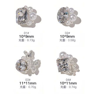 เล็บตกแต่งเล็บเล็บสติกเกอร์คริสตัลเพชร DIY 5PCS Zircon Pearl ผีเสื้อโปร่งใส Shinning เครื่องประดับแก้ว Nibirudu