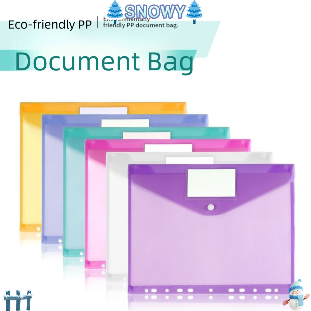 SNOWY 6 pcs Binder Pocket, A4 พลาสติก Binder โฟลเดอร์, การออกแบบที่เรียบง่าย 11 หลุม Snap ปิด Punched กระเป๋าโรงเรียน