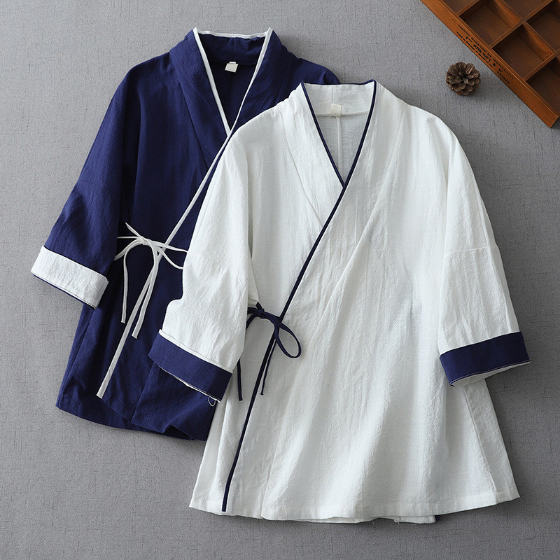 Retro สไตล์จีนปรับปรุง Hanfu ผู้หญิง Lace-Up ผ้าฝ้ายผ้าลินิน Diagonal v คอ Tang ชุดขนาดใหญ่เสื้อสเวต