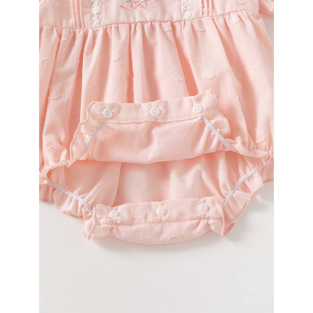 Ruffles Peter pan collar เด็กทารกชุดบอดี้สูทปักดอกไม้เจ้าหญิงเสื้อผ้าเด็กผู้หญิงสําหรับฤดูใบไม้ร่วง - รูปที่ 3