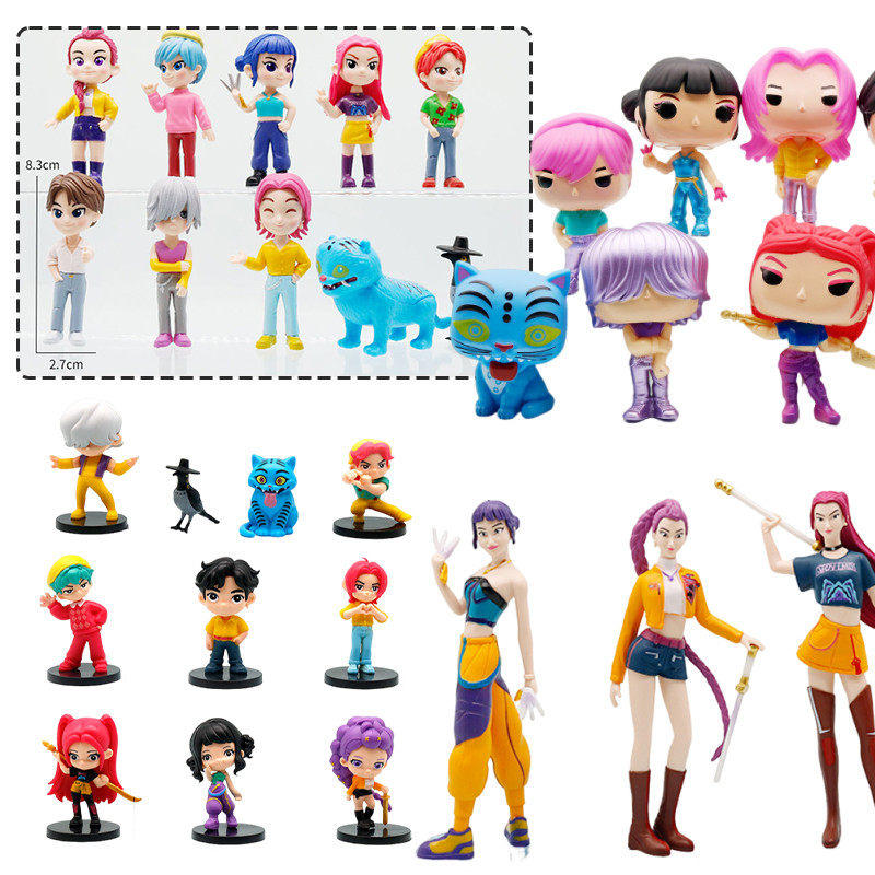 KPop Demon Hunters Rumi Zoey เดสก์ท็อปเครื่องประดับ 10 ชิ้น Saja Boys Action Figure ของขวัญ