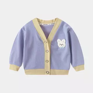 MooDeng Baby เสื้อกันหนาวเด็กหญิง ผ้าลูกฟูก นิ่มใส่สบาย เสื้อแขนยาว สีสดใส น่ารัก กระดุม ลายน่ารัก