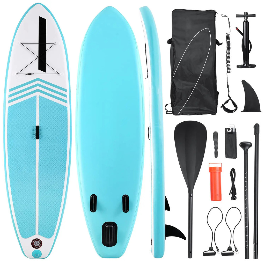 Inflatable SUP Paddle Board พร้อมอุปกรณ์เสริมและปั๊มสามฟังก์ชันสำหรับการตกปลากีฬา