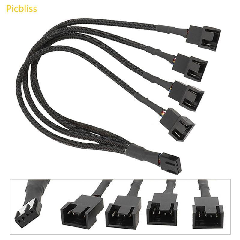 Picbliss PWM Fan Splitter 4Pin Adapter Cable 1 ถึง 3 4 คอมพิวเตอร์ CPU Fan Splitter PC Fan