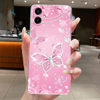 SAMSUNG สําหรับSamsung A07 2025 เคสโทรศัพท์ใสหรูหราผีเสื้อดอกไม้เยลลี่ปลอกสําหรับSamsung Galaxy A07 SamsungA07 07 ซิลิโคนปกหลัง
