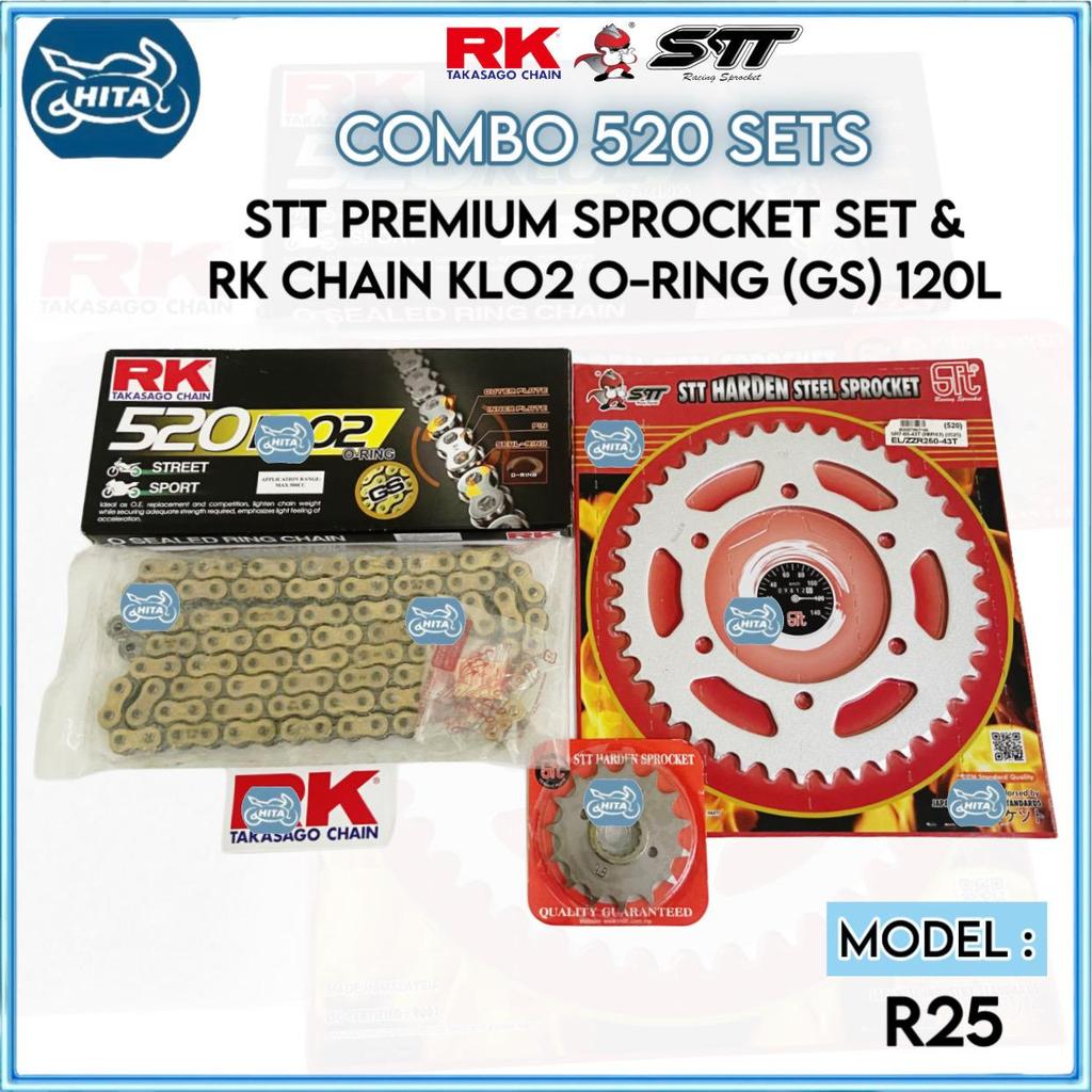 520 RK ORING SPROCKET STT R25 ชุดเกียร์ Yamaha พร้อม RK 520 Oring Chain ญี่ปุ่น