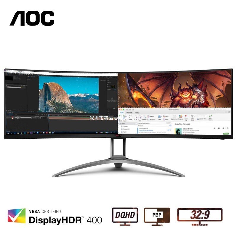 AOC AG493UCX7 163 ซม.165HZ Gaming Wide Curved 2K พร้อมหน้าจอปลาจอคอมพิวเตอร์หน้าจอ LCD
