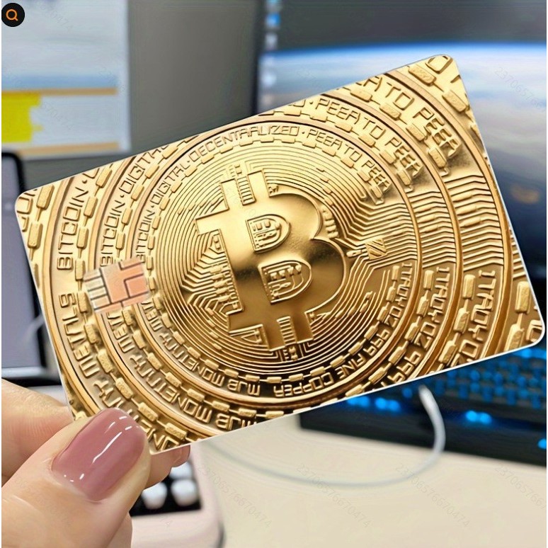 1พีซี เหรียญสไตล์ใหม่ทอง บิตคอยน์ ชุด ตกแต่งบัตรเครดิตป้องกันผิวสติกเกอร์การ์ดสติกเกอร์สร้างสรรค์