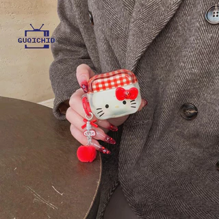 เคสหูฟัง Case เคสซิริโคน เคสหูฟังไร้สาย เคสหูฟังลายสก็อตสีแดง เคสหูฟังบลูทูธ เหมาะสำหรับ AirPods 3