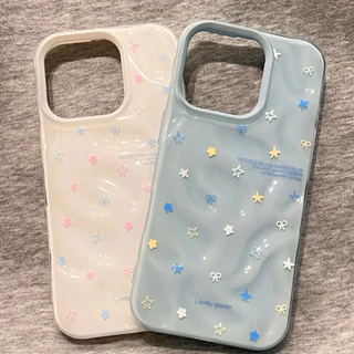 มารุ่นใหม่ เคสโทรศัพท์17 ดีไซน์ดาวระบายและโบว์ เคสนิ่มอุกกาบาต For IPhone17 11 12 13 6/7/8 14 15PLUS 16ProMAX XR XSMAX