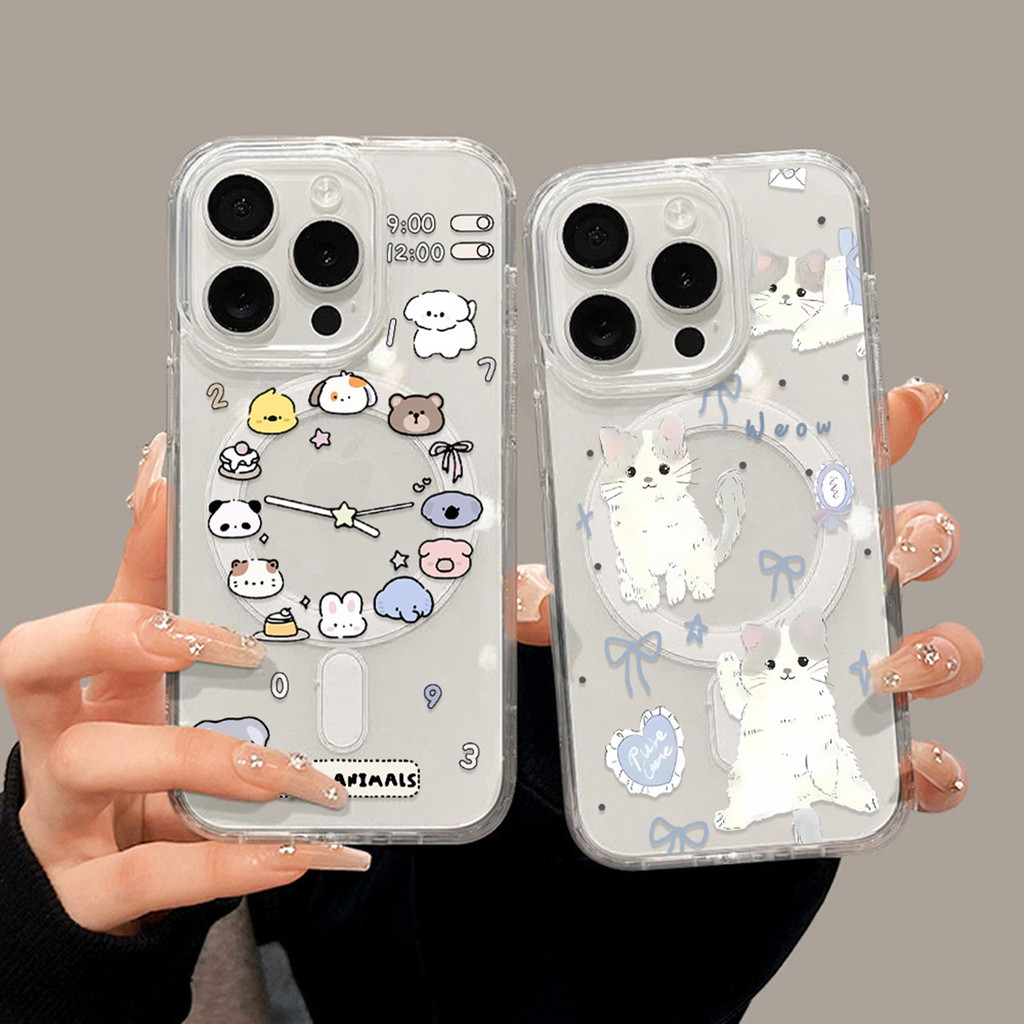 For เคส Samsung S26 ULTRA A35 A55 A17 A06 A36 A56 S24 ULTRA A37 A57 A15 A16 A26 A54 S23 S25เคสแข็งแม่เหล็กใสด้านอะครีลิก