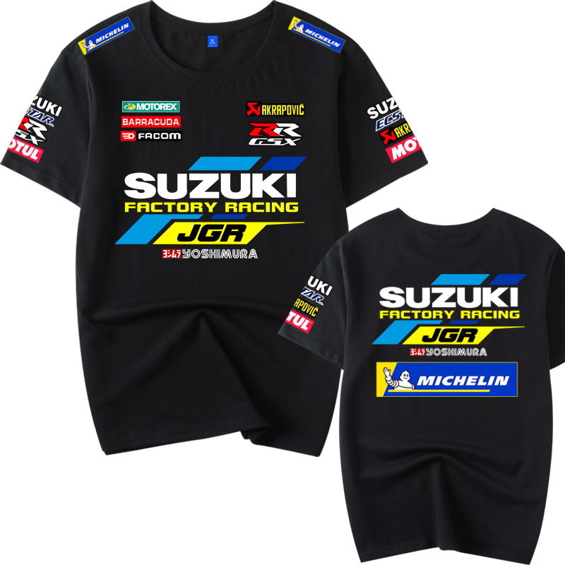 เสื้อยืดพิมพ์ลายจักรยาน Suzuki ผ้าฝ้ายแท้ คอกลม สวมใส่ง่ายสำหรับทุกเพศ ขนาดตั้งแต่ S ถึง 5XL