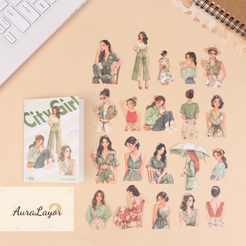 [AuraLayor] 20Pcs/set Kawaii Stationery Stickers Urban Junk Journal Planner Decorative Sticker Scrap