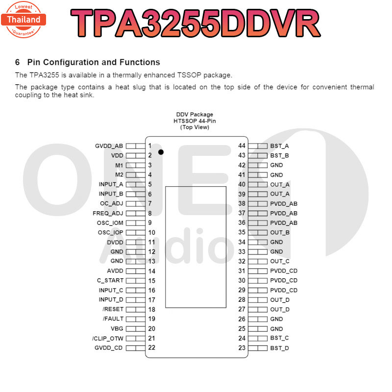 OneAudio IC ชิปขยายเสียง แอมป์จิ๋ว ชิ้นส่วนอะไหล่ tpa3116 tda7498e tpa3255 tpa3221