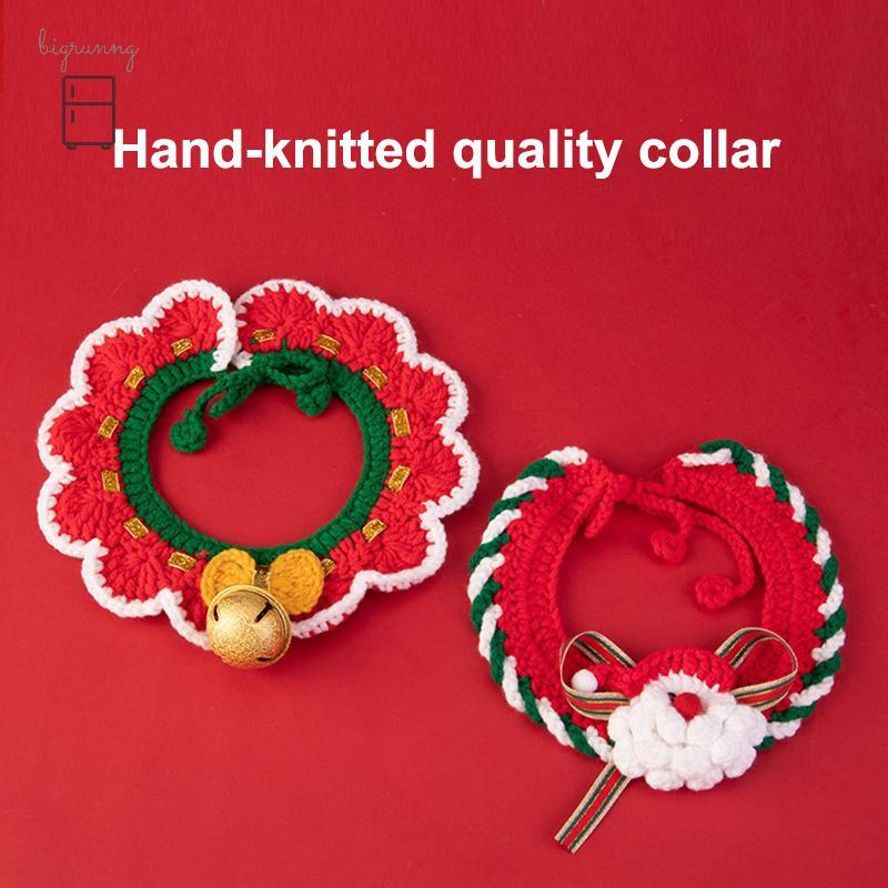 🎅เมอร์รี่คริสต์มาส🎄[BRN] ผ้าพันคอแมวคริสต์มาสผ้าพันคอเอี๊ยมสุนัขถักด้วยมือหลายขนาดคริสต์มาสซานตาคลอส