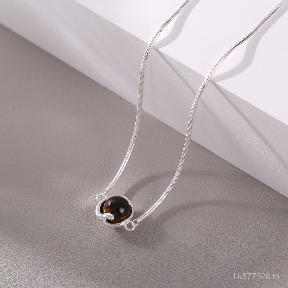 สร้อยคลาฟิเคิลเงินแท้ 925 พร้อมจี้ไข่มุก ออกแบบไม่จางหาย สไตล์หรูหรา I9RA