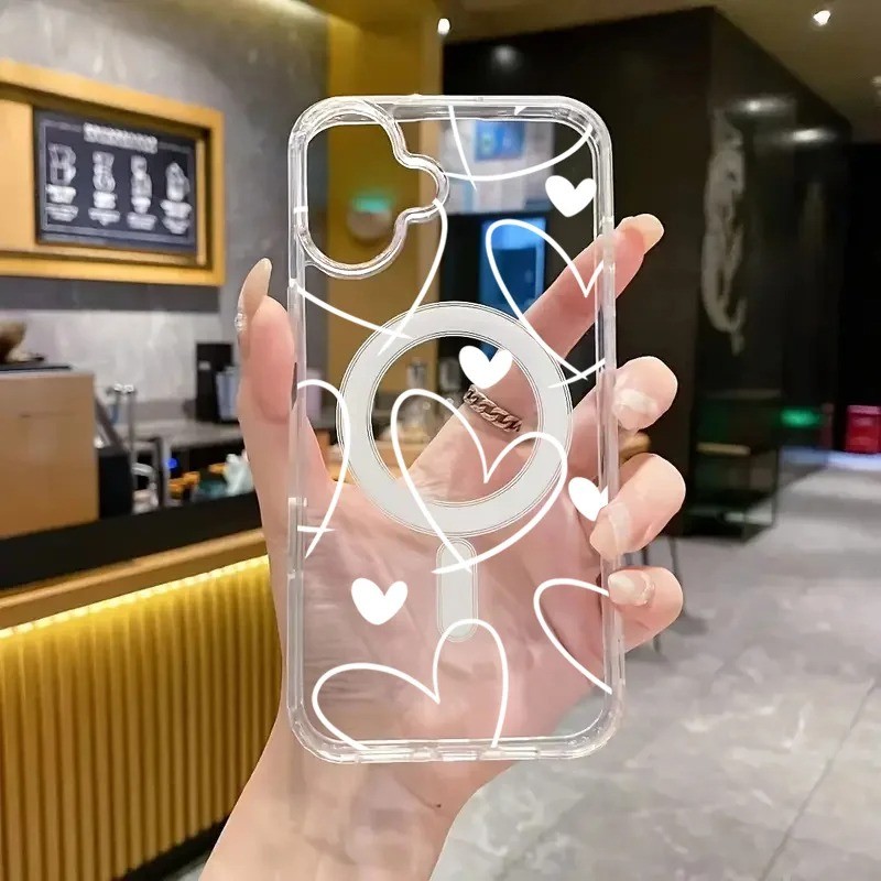 สีขาว Love Heart รูปแบบไร้สายชาร์จสําหรับ Samsung Galaxy S25 S24 S23 S22 Ultra Plus S23 S21 S25 FE ฝาครอบ - รูปที่ 6