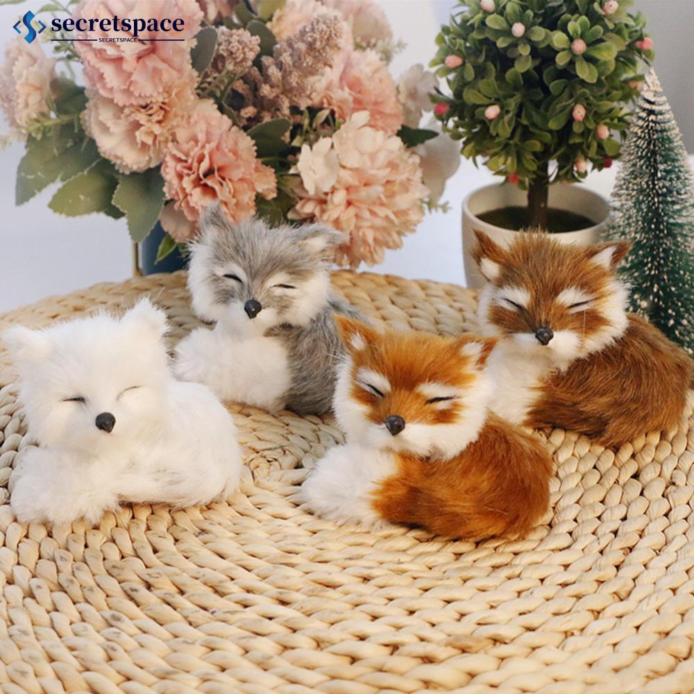 SECRETSPACE จําลอง Mini Fox รุ่นน่ารักเลียนแบบ Laying Sleeping นั่ง Fox เครื่องประดับเด็กของขวัญวันเ
