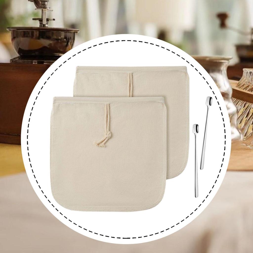 [Lszcx6l] 2x Cold Brew Coffee Bags นํากลับมาใช้ใหม่ใช้งานง่ายสําหรับชงชาพร้อมช้อน 2 ชิ้นสําหรับ Home