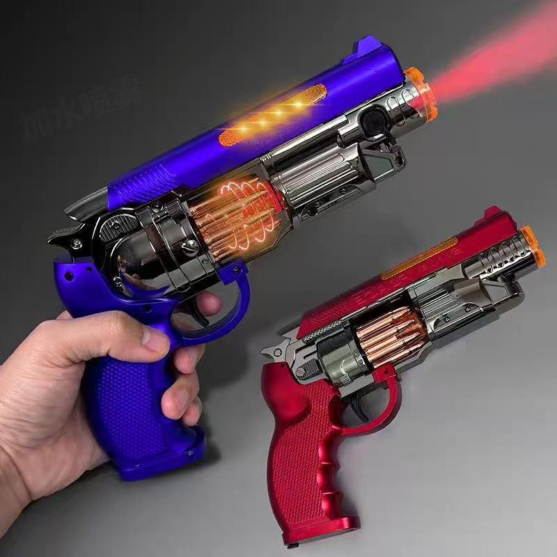 ❤ปืนของเล่นไฟฟ้าพร้อมสเปรย์ ไฟ และดนตรี การออกแบบแบบลูกโม่ ระบบสั่น ใช้พลังงานจากแบตเตอรี่ - รูปที่ 2