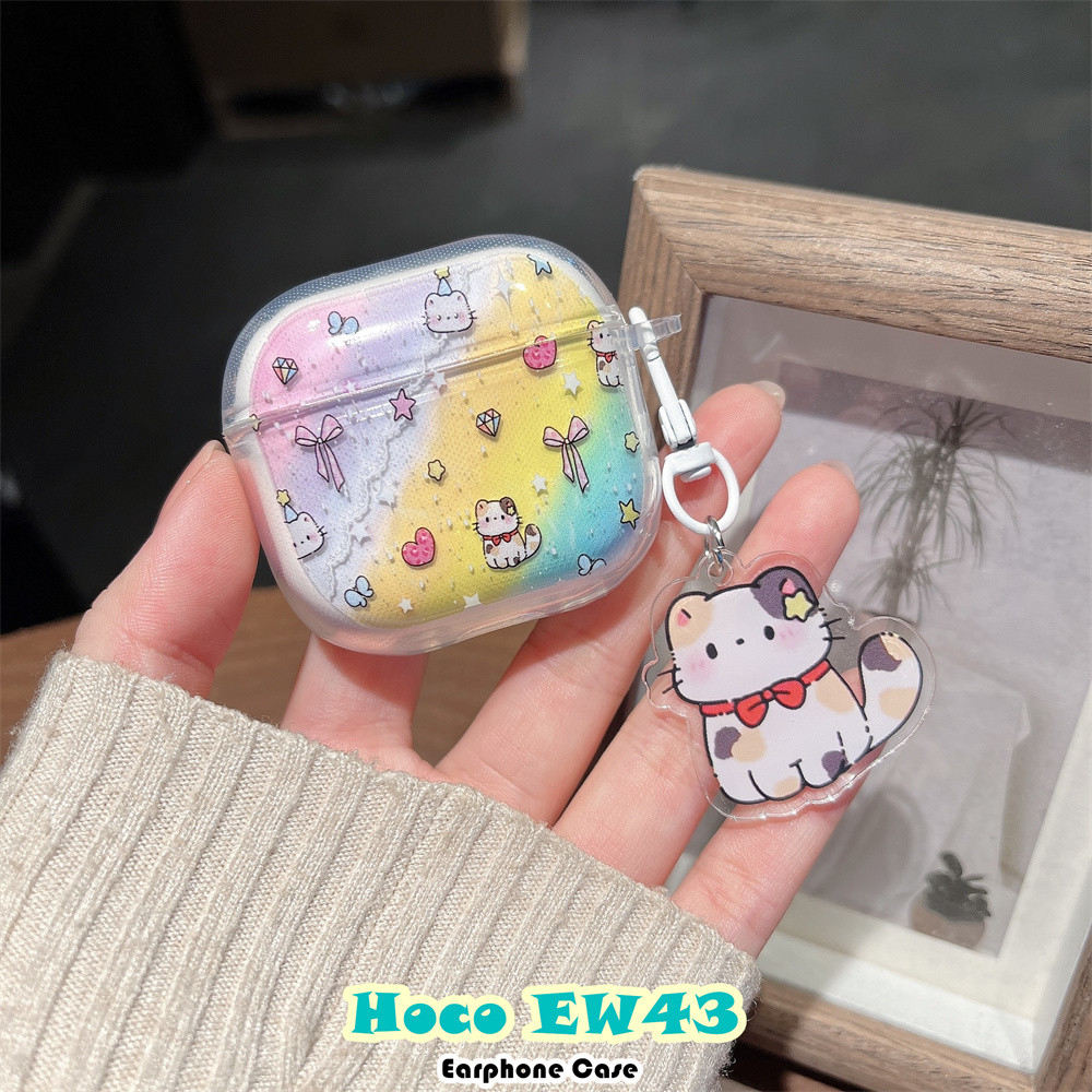 อนาคตดาวสําหรับ Hoco EW43 Case DIY Cute Cat Soft Silicone Headphone Case Casing Cover