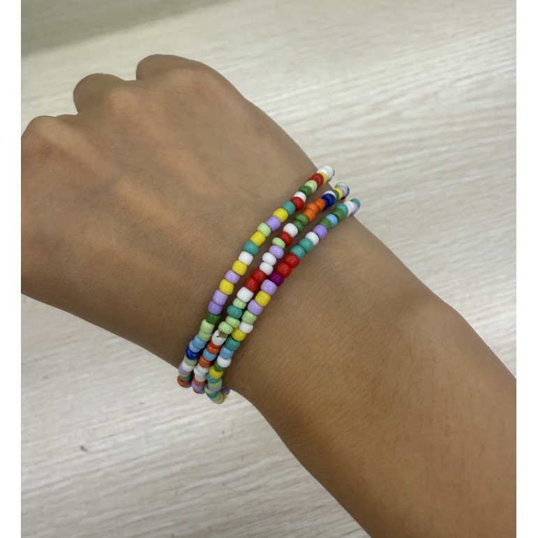 สร้อยข้อมือ BAMOER ยืดหยุ่นสีสันสดใสสําหรับผู้หญิง 1 ชิ้น