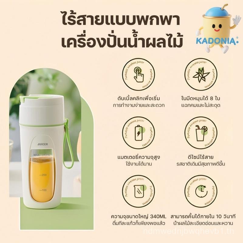 KADONIA เครื่องปั่นน้ำผลไม้พกพา หน้าจอดิจิตอล! ตั้งเวลาปั่นได้แม่นยำ ปั่นน้ำแข็งได้ละเอียด ใช้งานง่า