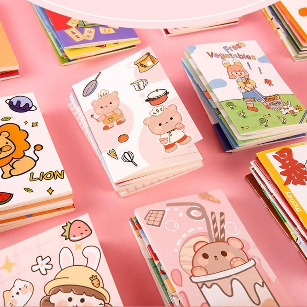 สมุดบันทึกมินิ 10 ชิ้น ลายการ์ตูนน่ารัก แผ่นจดโน้ตขนาดเล็ก สำหรับเด็กนักเรียน เครื่องเขียน ของขวัญใช้บันทึกประจำวัน