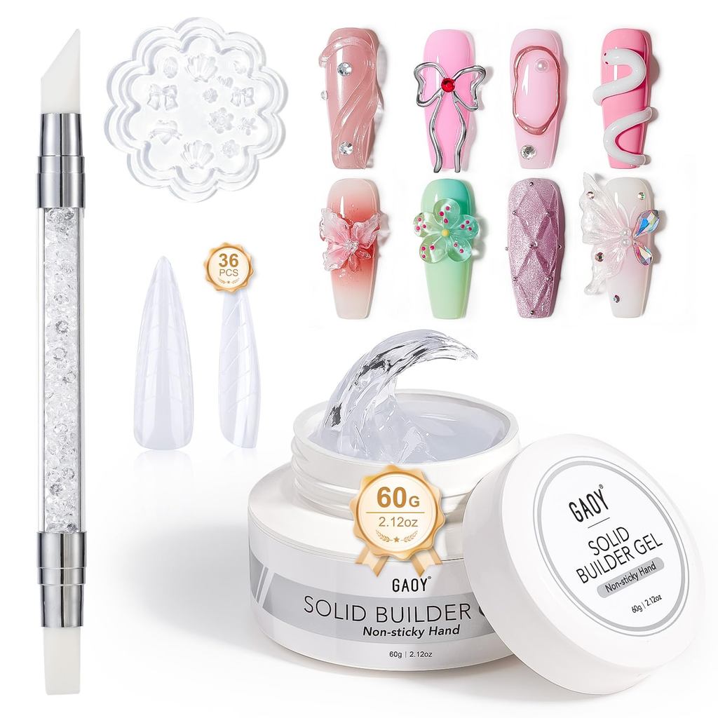GAOY 60g Solid Builder Gel สําหรับเล็บ, Non-Sticky Hand 3D Sculpting Hard Gel สําหรับศิลปะแกะสลักการ
